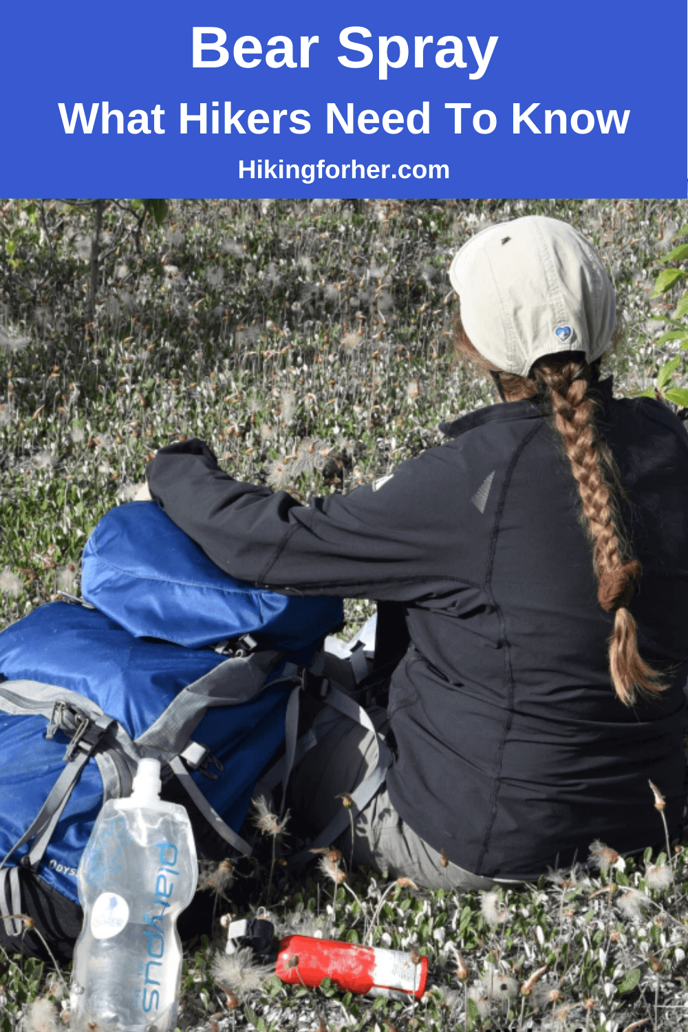 Wondering about when and how to use bear spray on a hike through bear territory? Hiking For Her explains what you need to know. #bearspray #hikingtips #outdoorsafety #hikingforher