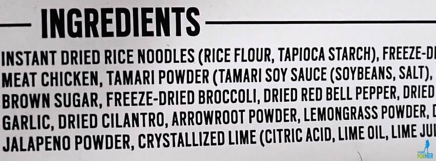 Backpacker's Pantry freezeddried backpacking meal Drunken Noodles ingredients