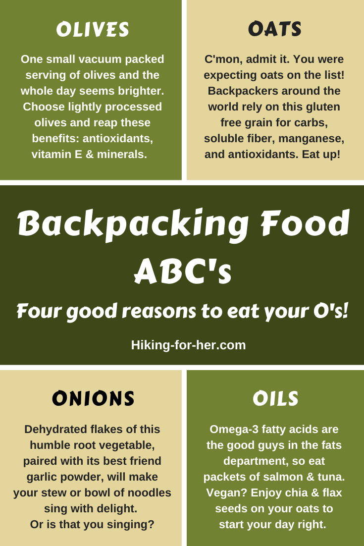 Eat well on a backpacking trip with these suggestions from Hiking For Her. #backpackingfood #trailfood #backpackingmenu #hikingforher