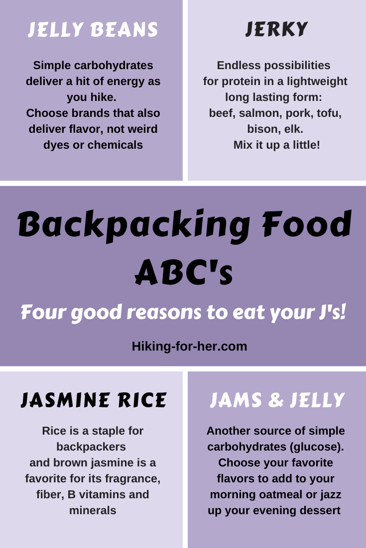 Need a few ideas for tasty, nutritious backpacking food? Hiking For Her shares ideas to jazz up your hiking menu. #backpackingfood #hikingfood #backpackermeals #hikingforher