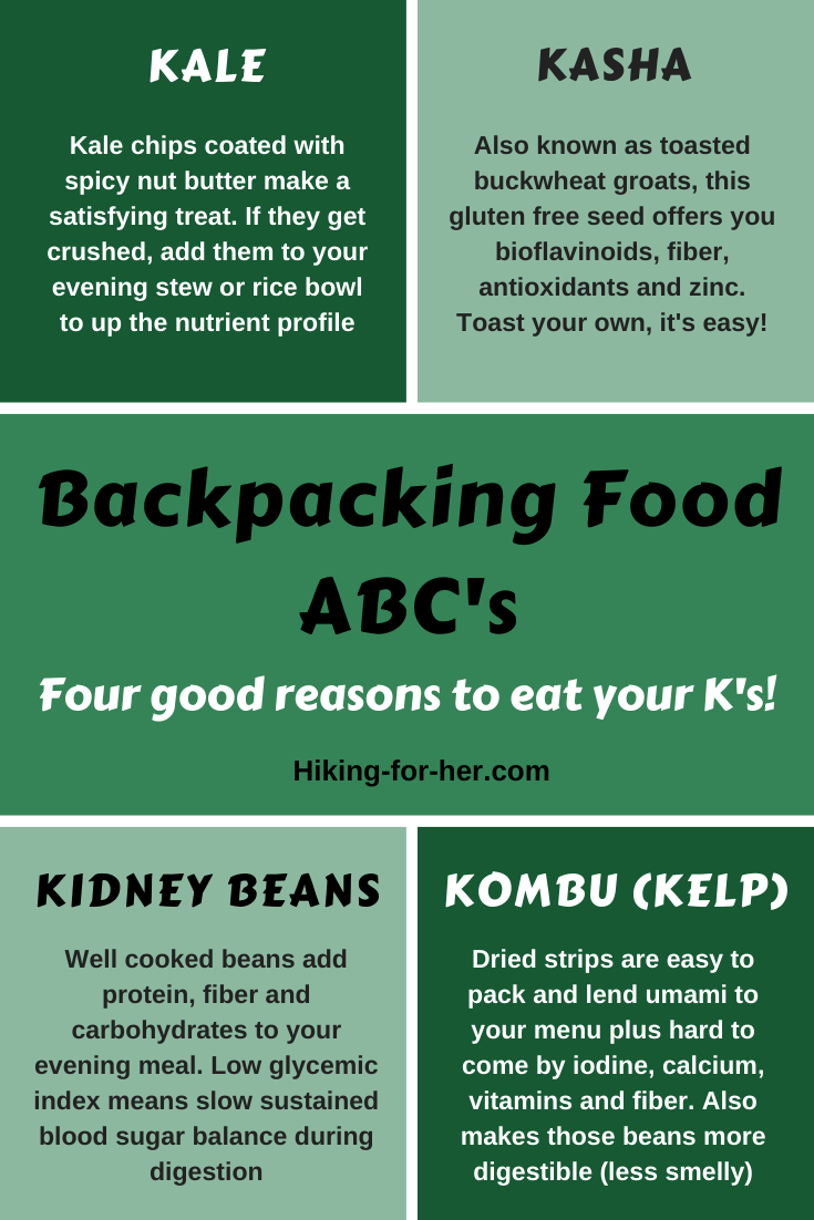 On a backpacking trip it's hard to get enough vitamins, minerals and fiber, not to mention great taste. These Hiking For Her hiking food tips make it easier. #backpackingfood  #hikingnutrition