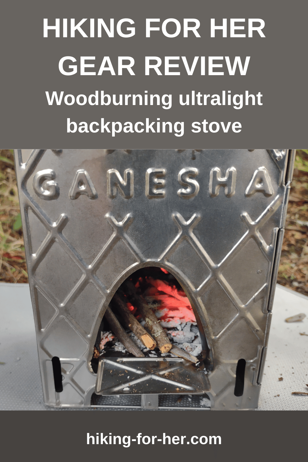 Ganesha ultralight backpacking stove review showing glowing coals and the metal stove