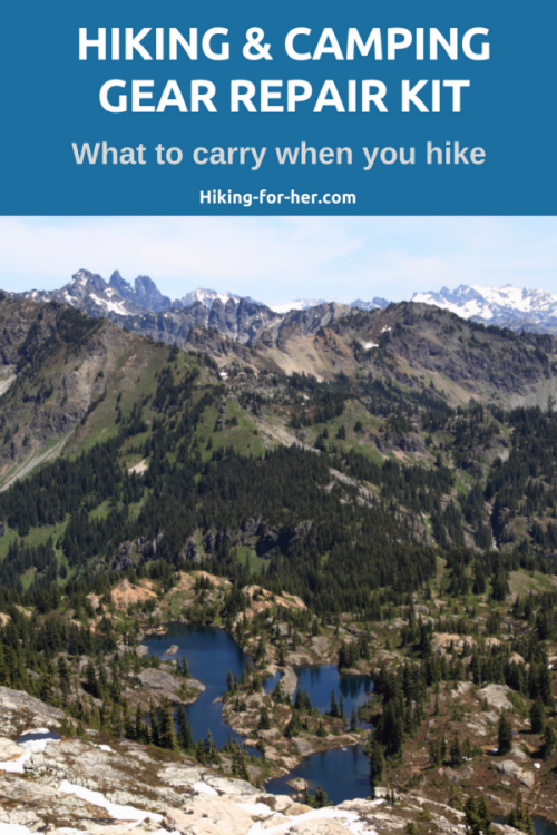 Hiking and camping gear can break. But no worries if you carry a gear repair kit using Hiking For Her's tips. #geartips #repairgear #hikingrepairs #outdoorgearrepair