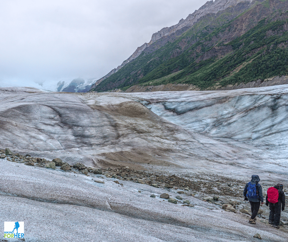 Hikers on Root Glacier, Wrangell St. Elias National Park and Preserve