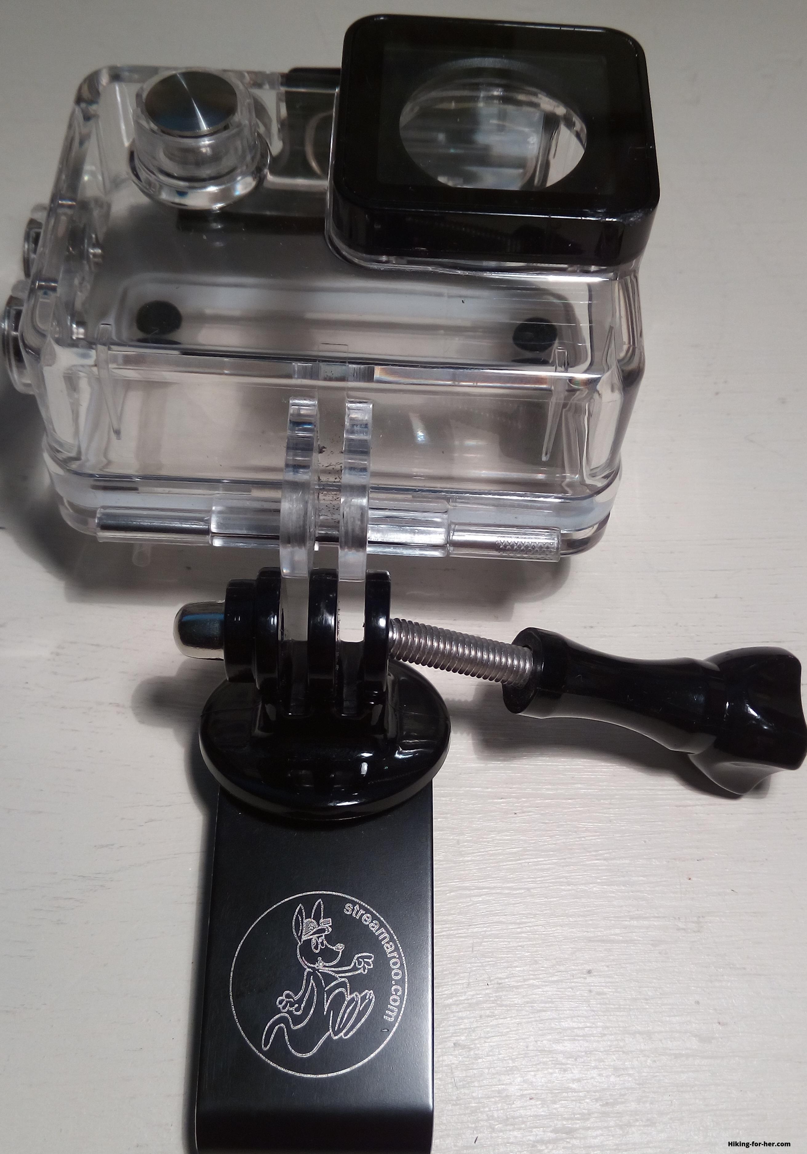 Three pieces required for mounting an action camera to a hat