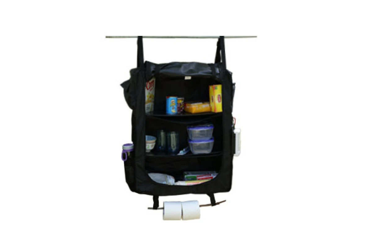 Tent cabinet organizer from WhiteDuckOutdoors with three interior shelves