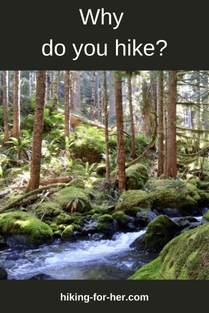 Wondering why people hike? Or do you already have an answer to the question Why do you hike? See all 4 reasons Hiking For Her loves to hit the trail. #whyhike #hiking #hikingforher #womenhikers